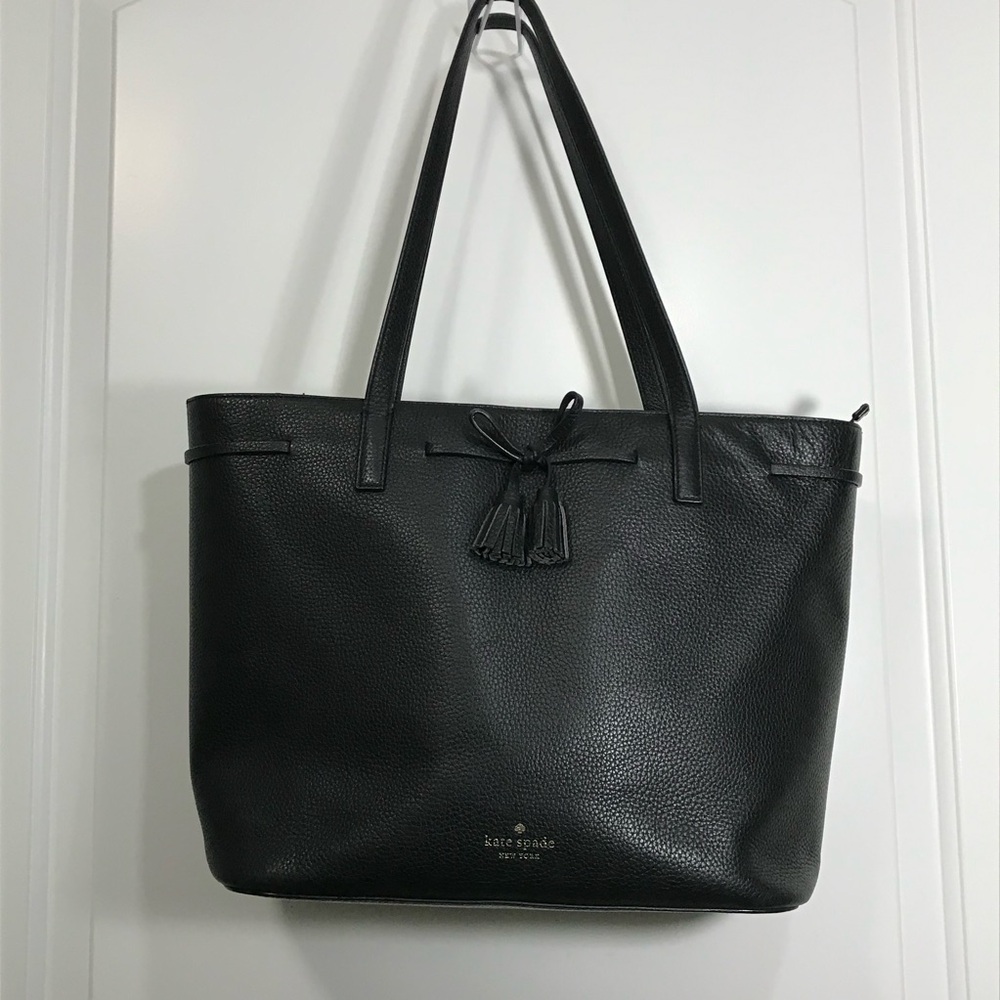 Kate Spade New York Hayes Street Nandy Black Pebbled Leather Tote NWOT